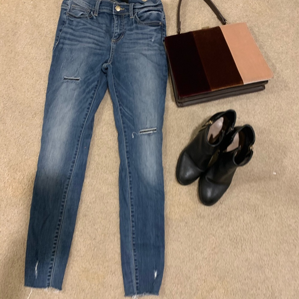 👖Harper mesh skinny cut off jeans